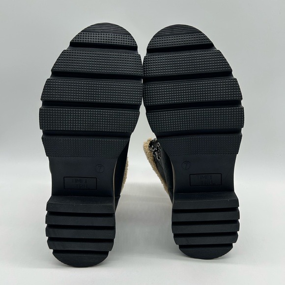 Time & Tru Black Winter Hiker Boots Women’s 7 Vegan All Man-Made Fur Lined – NWT - Picture 8 of 10